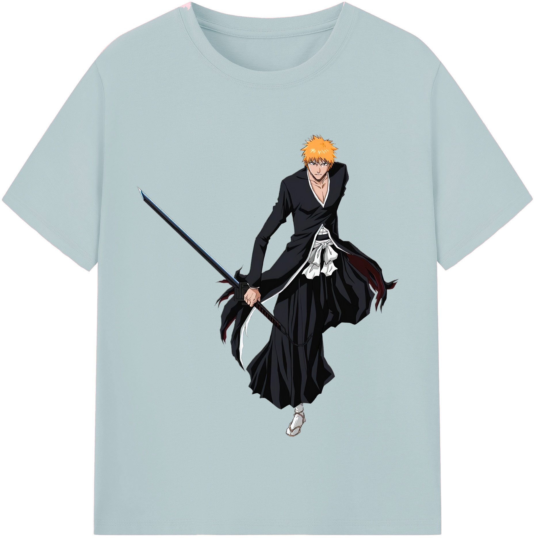 （画像用） ブリーチ 黒崎一護（くろさき いちご）BLEACH Kurosaki Ichigo 綿100％半袖Tシャツ（フロントプリント）